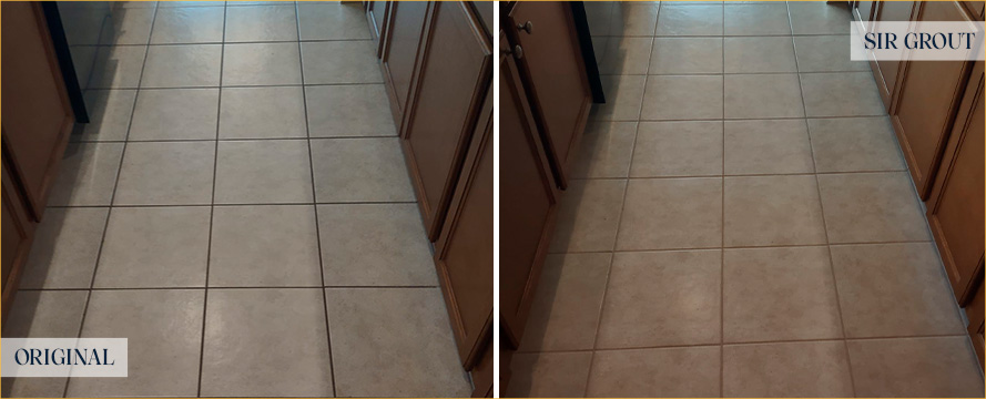 Kitchen Floor Before and After a Superb Grout Sealing in Howell, NJ