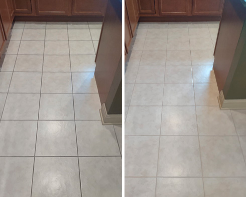 Floor Before and After a Grout Sealing in Howell, NJ