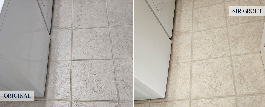 Floor Before and After an Excellent Grout Cleaning in Wall, NJ