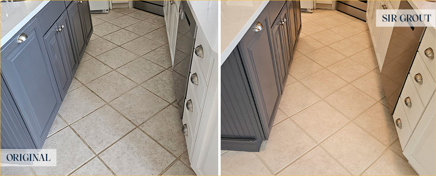 Floor Before and After a Superb Grout Cleaning in Wall, NJ