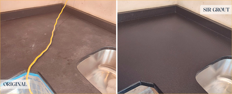 Countertop Before and After a Flawless Stone Cleaning in Wall, NJ