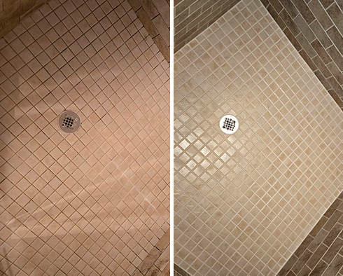 Shower Before and After a Grout Sealing in Brick, NJ