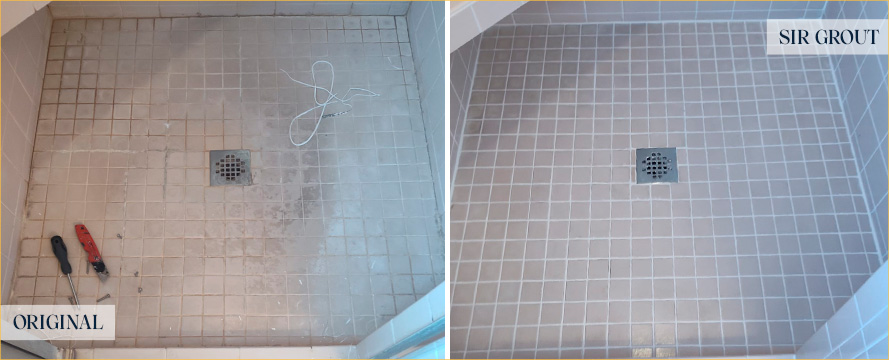 Shower Before and After a Flawless Tile Cleaning in Middletown, NJ