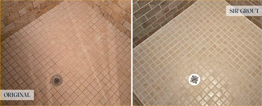 Shower Before and After a Superb Grout Sealing in Wall, NJ