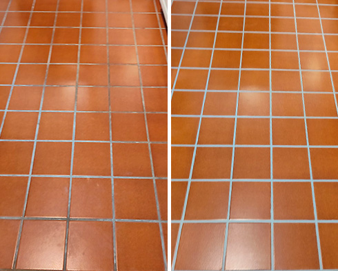 Floor Before and After a Grout Cleaning in Middletown, NJ