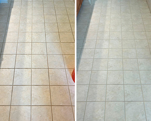 Floor Before and After a Grout Sealing in Brick, NJ