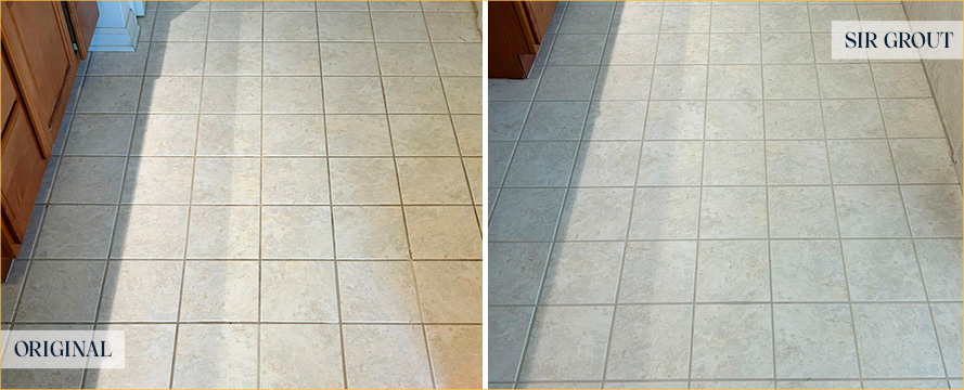 Floor Before and After a Flawless Grout Sealing in Brick, NJ