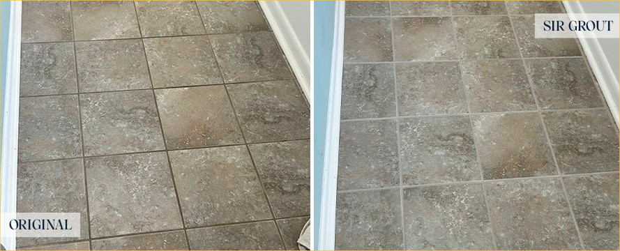 Floor Before and After a Superb Grout Cleaning in Middletown, NJ