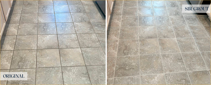 Floor Before and After a Flawless Grout Cleaning in Middletown, NJ