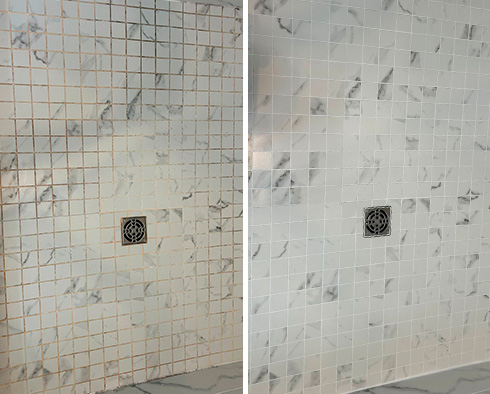 Shower Before and After a Grout Sealing in Manasquan, NJ