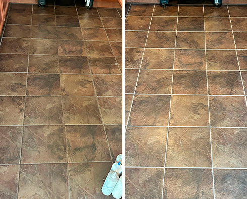 Floor Before and After a Grout Cleaning in Middletown, NJ