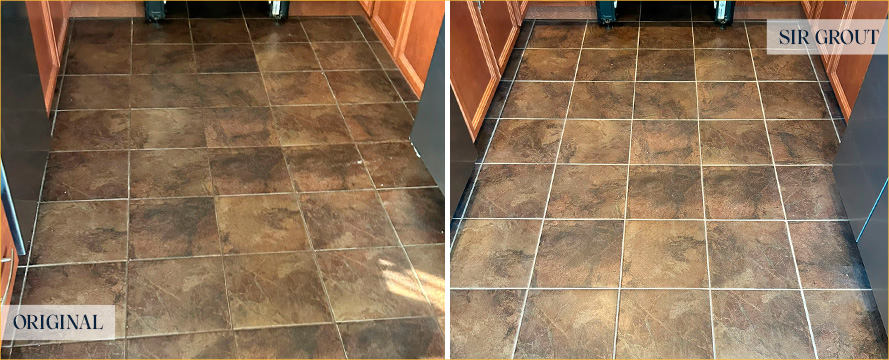 Floor Before and After a Perfect Grout Cleaning in Middletown, NJ