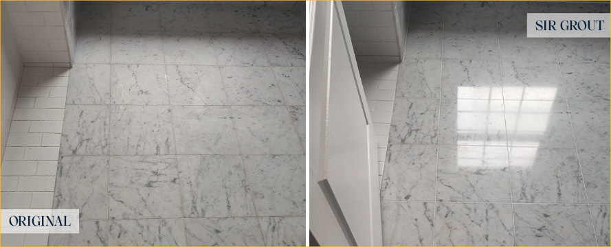 Floor Before and After a Superb Stone Polishing in Howell, NJ