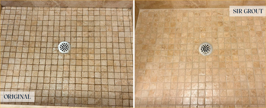 Shower Before and After a Superb Grout Cleaning in Middletown, NJ